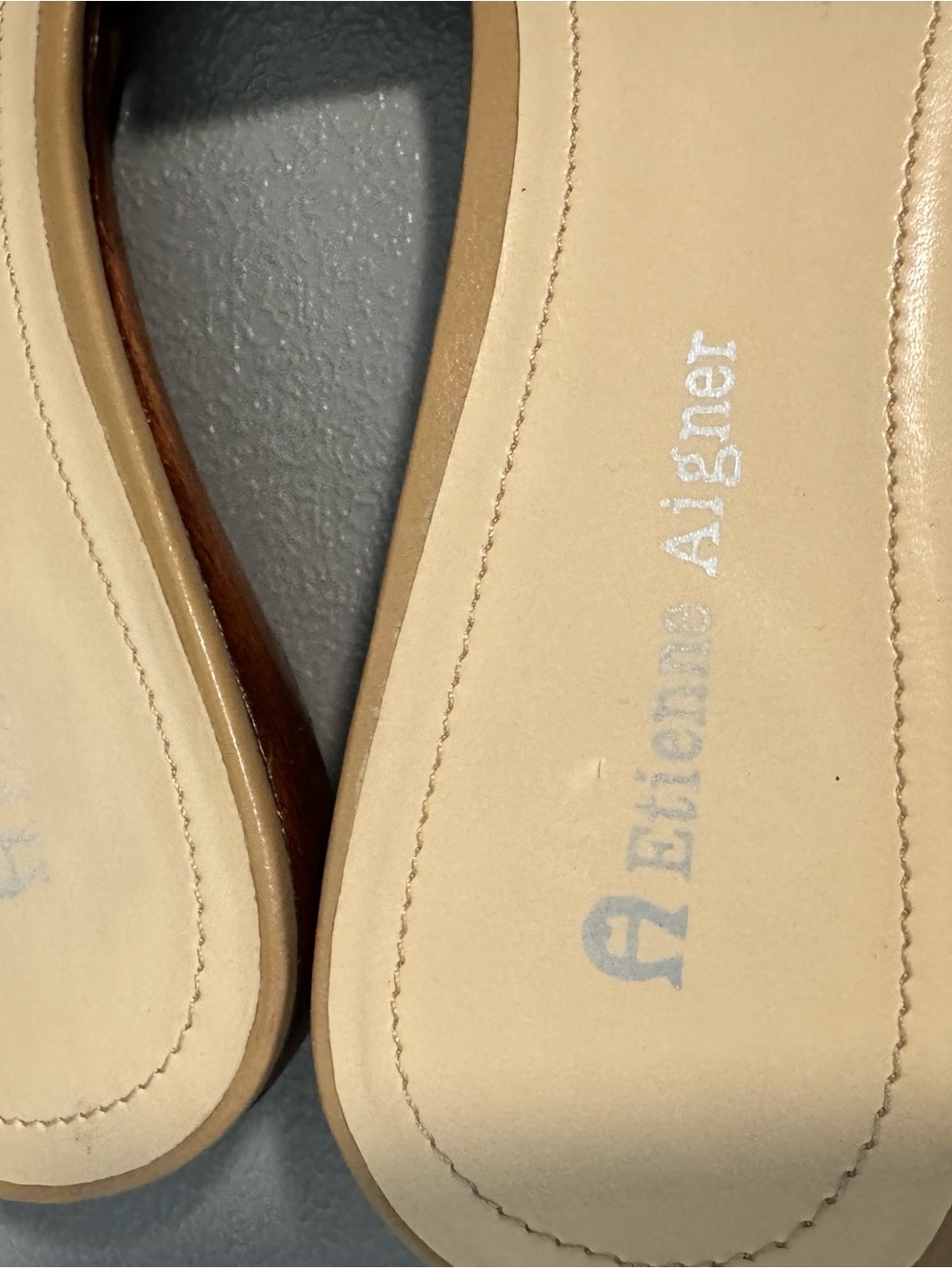 Etienne Aigner Tan Woven Leather Slide Sandals 7.5 - Picture 4 of 8